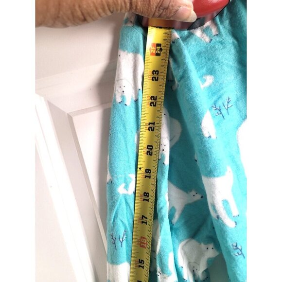 Munki Munki Fleece Pajama Set Polar Bear Print Turquoise Long Sleeve Top & Pants - Picture 12 of 16
